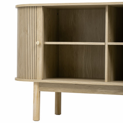 Buffet Moderne en Bois Naturel avec Motif Rainuré et Rangement Modulable LONEA WOOD