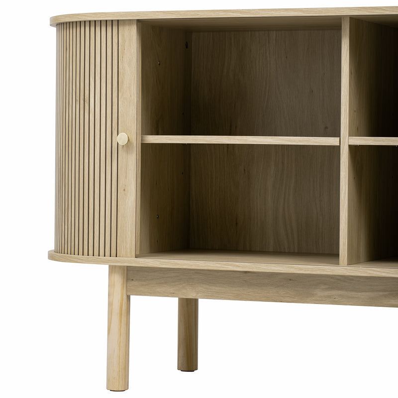Buffet Moderne en Bois Naturel avec Motif Rainuré et Rangement Modulable LONEA WOOD