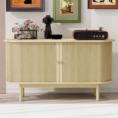 Buffet Moderne en Bois Naturel avec Motif Rainuré et Rangement Modulable LONEA WOOD