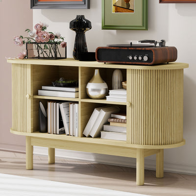 Buffet Moderne en Bois Naturel avec Motif Rainuré et Rangement Modulable LONEA WOOD