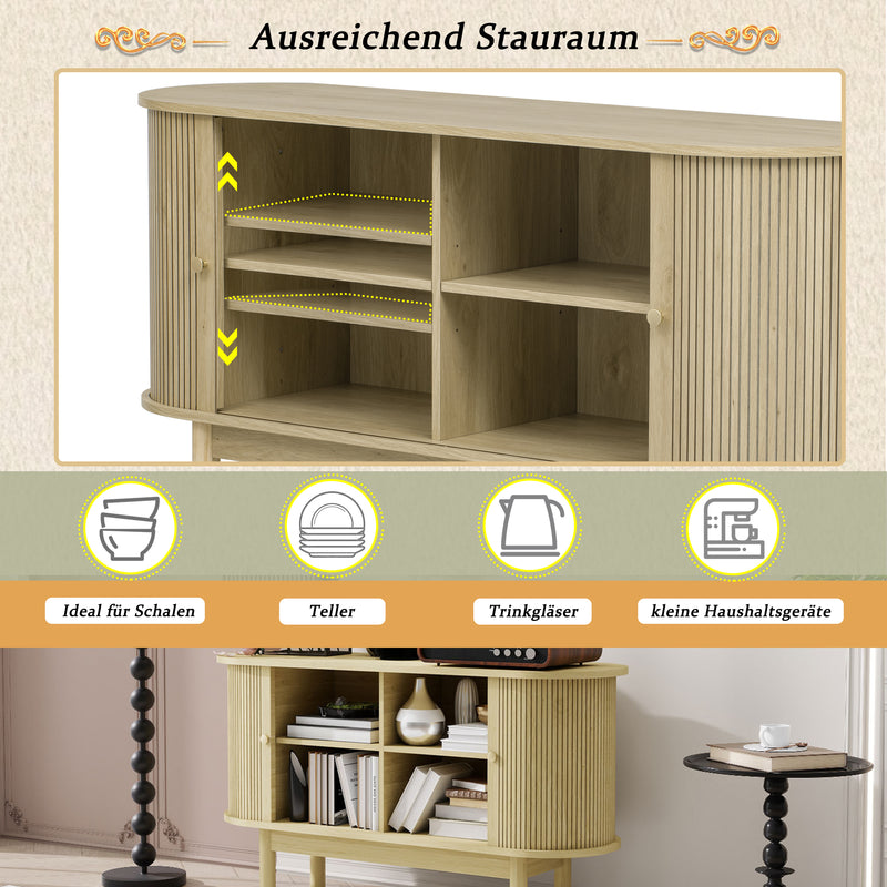Buffet Moderne en Bois Naturel avec Motif Rainuré et Rangement Modulable LONEA WOOD