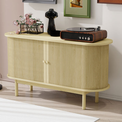 Buffet Moderne en Bois Naturel avec Motif Rainuré et Rangement Modulable LONEA WOOD