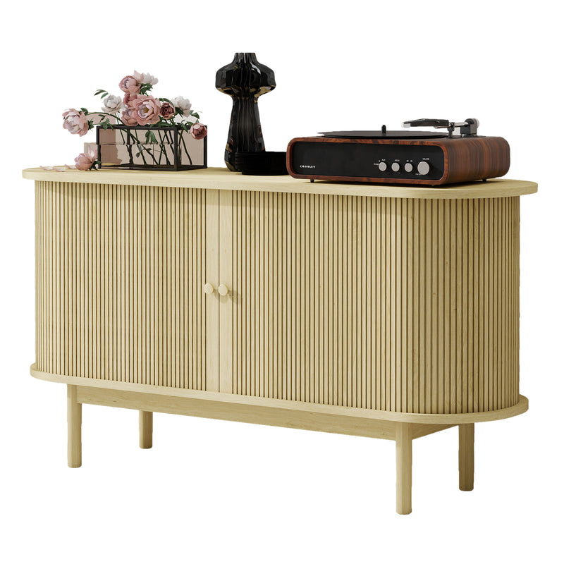 Buffet Moderne en Bois Naturel avec Motif Rainuré et Rangement Modulable LONEA WOOD