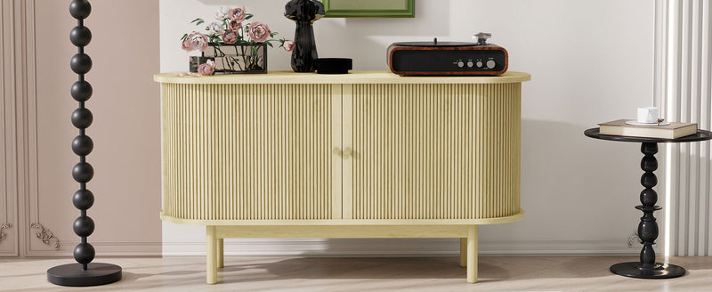 Buffet Moderne en Bois Naturel avec Motif Rainuré et Rangement Modulable LONEA WOOD