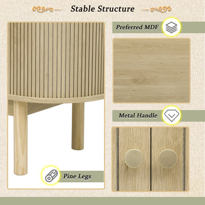 Buffet Moderne en Bois Naturel avec Motif Rainuré et Rangement Modulable LONEA WOOD