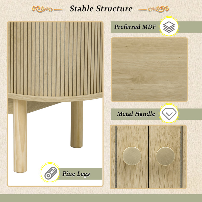 Buffet Moderne en Bois Naturel avec Motif Rainuré et Rangement Modulable LONEA WOOD