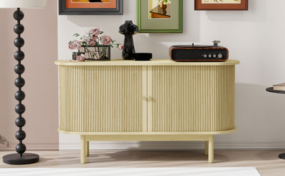 Buffet Moderne en Bois Naturel avec Motif Rainuré et Rangement Modulable LONEA WOOD