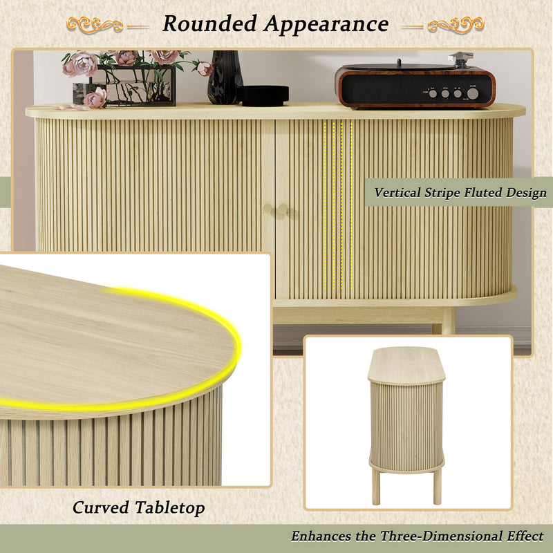 Buffet Moderne en Bois Naturel avec Motif Rainuré et Rangement Modulable LONEA WOOD
