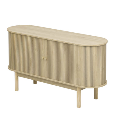 Buffet Moderne en Bois Naturel avec Motif Rainuré et Rangement Modulable LONEA WOOD