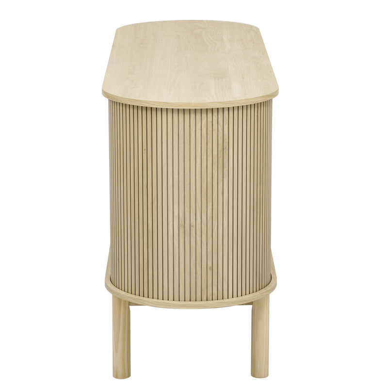 Buffet Moderne en Bois Naturel avec Motif Rainuré et Rangement Modulable LONEA WOOD