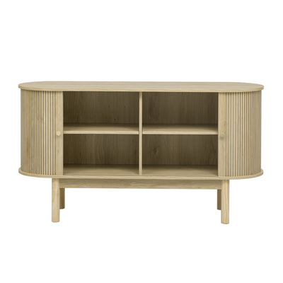 Buffet Moderne en Bois Naturel avec Motif Rainuré et Rangement Modulable LONEA WOOD
