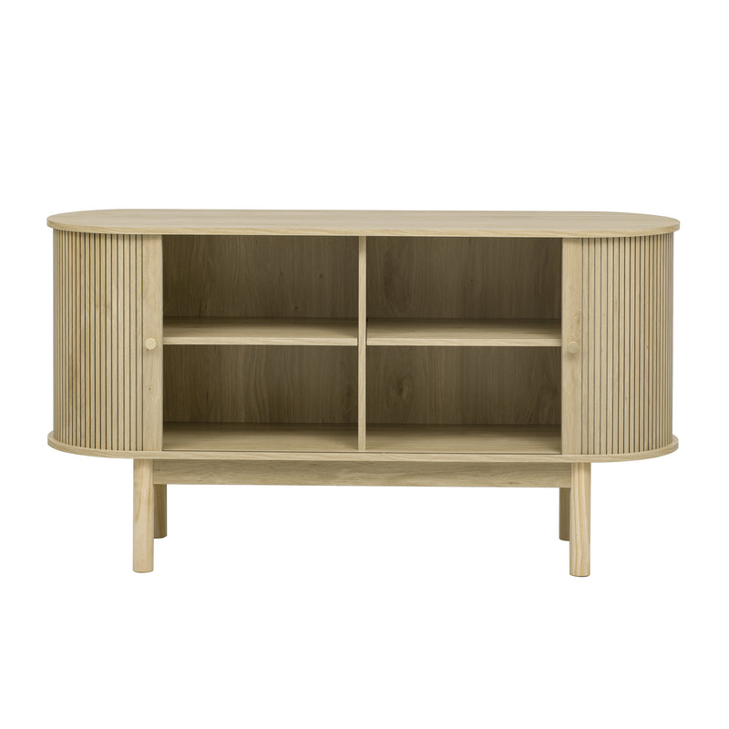 Buffet Moderne en Bois Naturel avec Motif Rainuré et Rangement Modulable LONEA WOOD