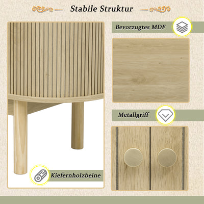 Buffet Moderne en Bois Naturel avec Motif Rainuré et Rangement Modulable LONEA WOOD