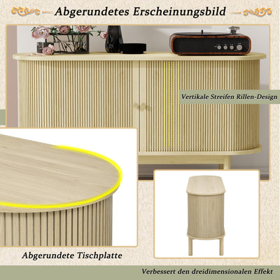 Buffet Moderne en Bois Naturel avec Motif Rainuré et Rangement Modulable LONEA WOOD