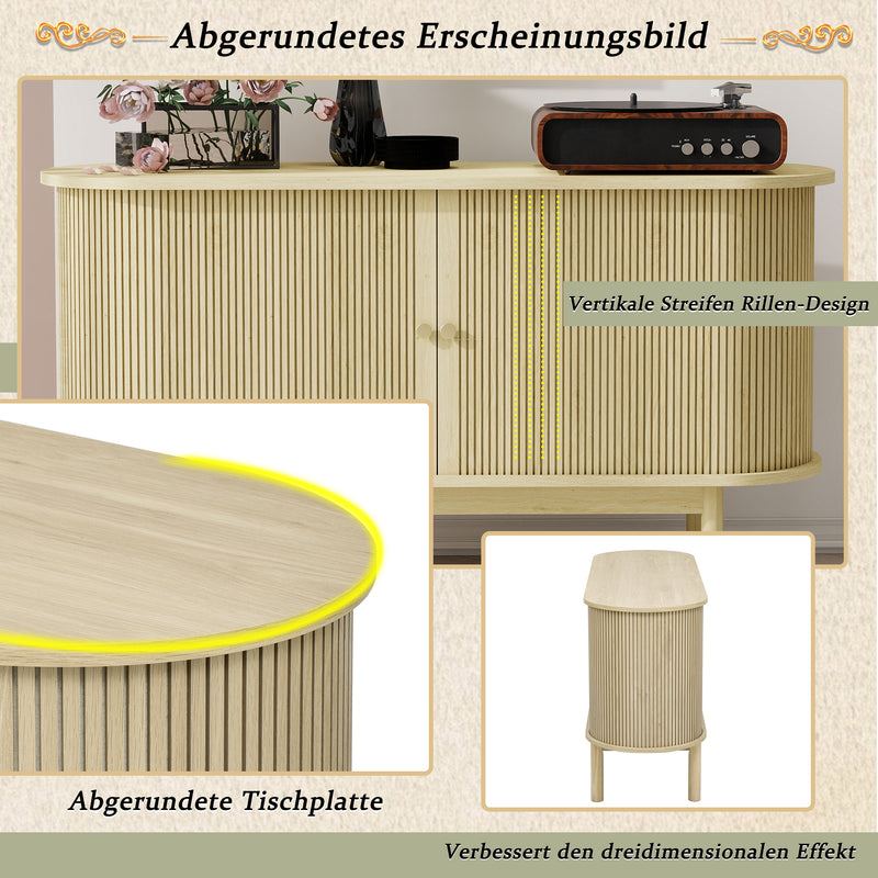 Buffet Moderne en Bois Naturel avec Motif Rainuré et Rangement Modulable LONEA WOOD