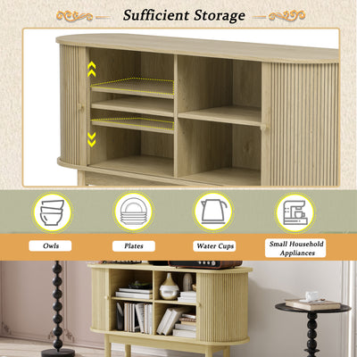 Buffet Moderne en Bois Naturel avec Motif Rainuré et Rangement Modulable LONEA WOOD