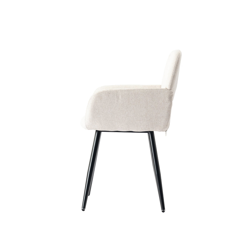 Set of 2 Scandinavian dining room chairs in beige fabric with black legs MAYFAIR BEIGE