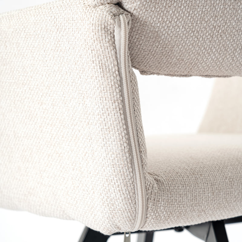 Set of 2 Scandinavian dining room chairs in beige fabric with black legs MAYFAIR BEIGE