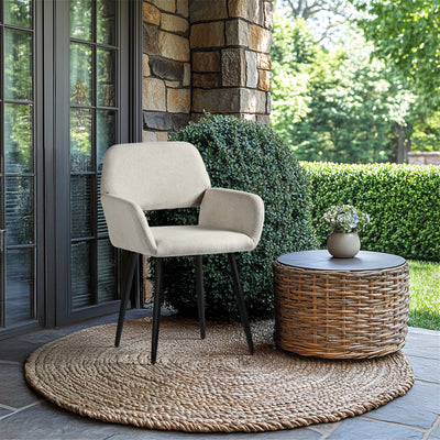 Set of 2 Scandinavian dining room chairs in beige fabric with black legs MAYFAIR BEIGE