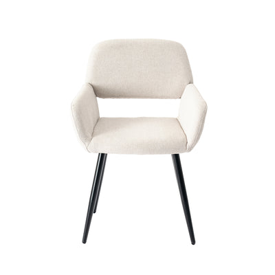 Set of 2 Scandinavian dining room chairs in beige fabric with black legs MAYFAIR BEIGE