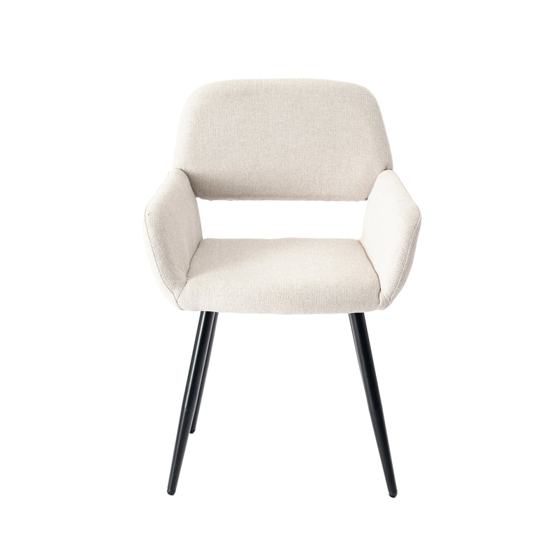 Set of 2 Scandinavian dining room chairs in beige fabric with black legs MAYFAIR BEIGE