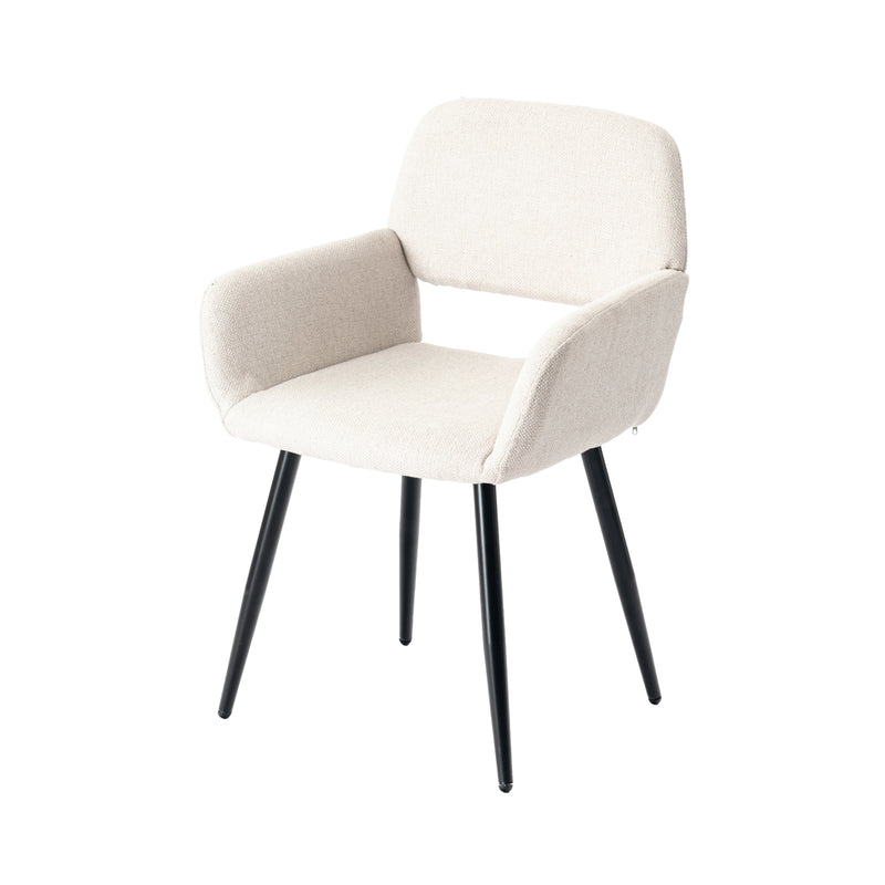 Set of 2 Scandinavian dining room chairs in beige fabric with black legs MAYFAIR BEIGE