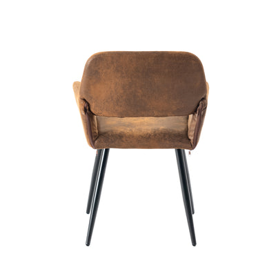 Set of 2 industrial style dining chairs in retro brown fabric with black legs MAYFAIR SUEDE BROWN