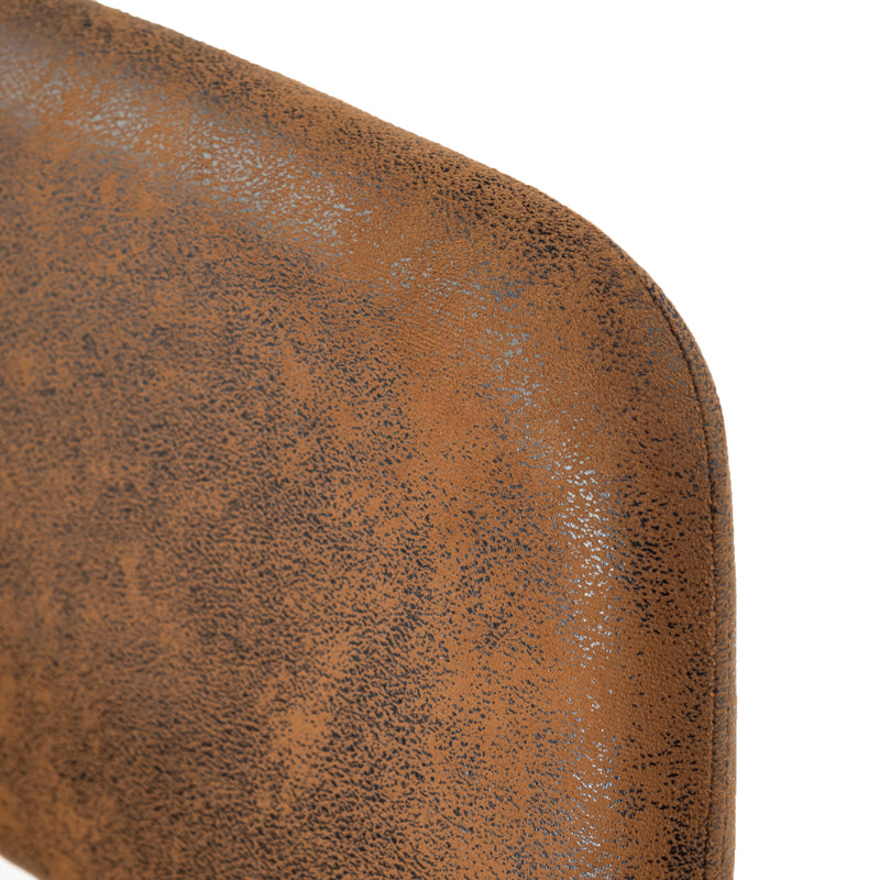 Set of 2 industrial style dining chairs in retro brown fabric with black legs MAYFAIR SUEDE BROWN