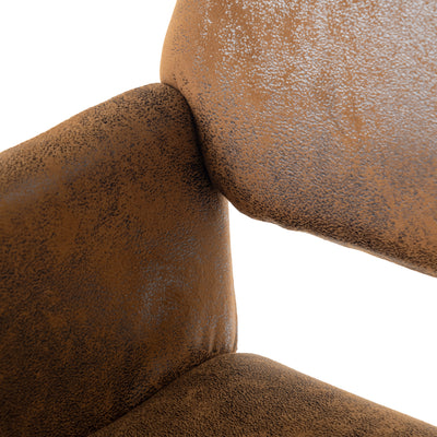 Set of 2 industrial style dining chairs in retro brown fabric with black legs MAYFAIR SUEDE BROWN