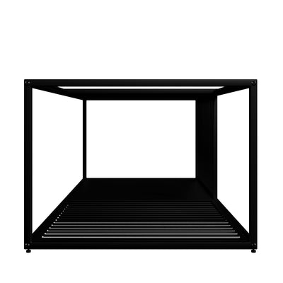 Table Basse Rectangulaire Noire avec Plateau en Verre Trempé Effet Marbre et Étagère Inférieure (110x48x35cm) MALLEAT