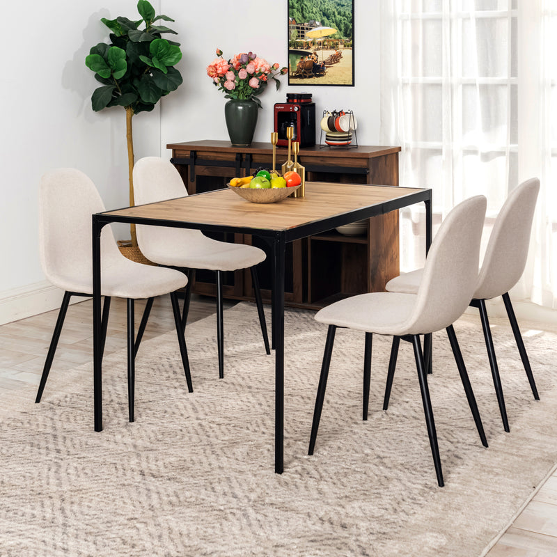 Industrial style rectangular wood effect dining table with black legs 120x75cm MILLIKEN 120 DARK