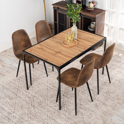 Industrial style rectangular wood effect dining table with black legs 120x75cm MILLIKEN 120 DARK