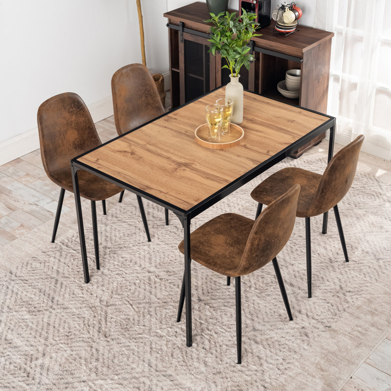 Industrial style rectangular wood effect dining table with black legs 120x75cm MILLIKEN 120 DARK