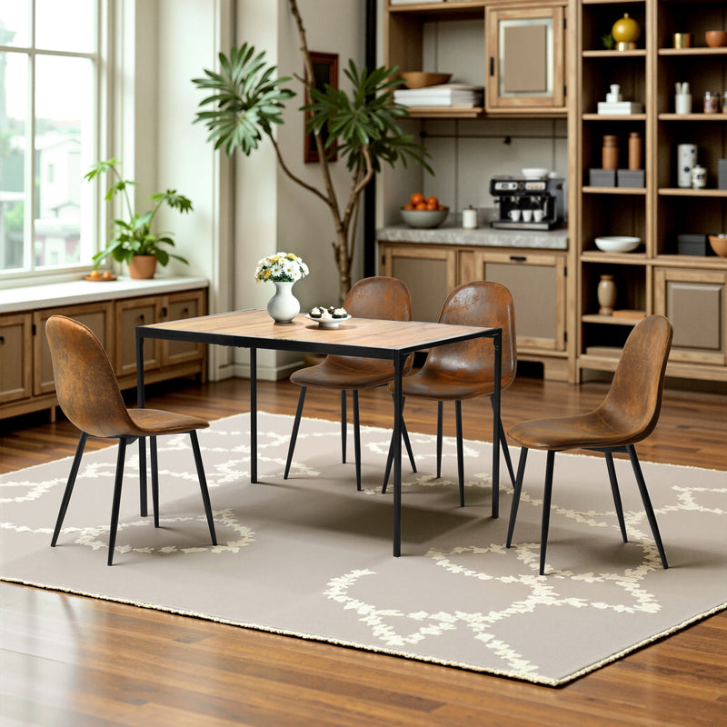 Industrial style rectangular wood effect dining table with black legs 120x75cm MILLIKEN 120 DARK