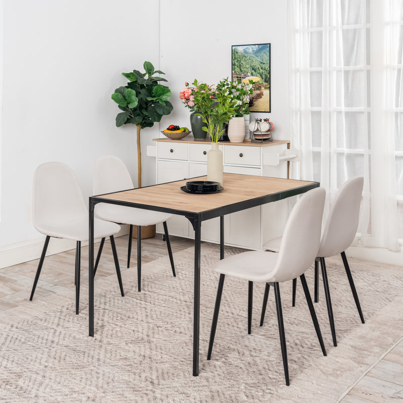 Industrial style rectangular oak effect dining table with black legs 120x75cm MILLIKEN 120 OAK