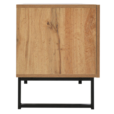 Meuble TV Moderne avec Rangement Intégré - Effet Bois Naturel et Noir MODAI