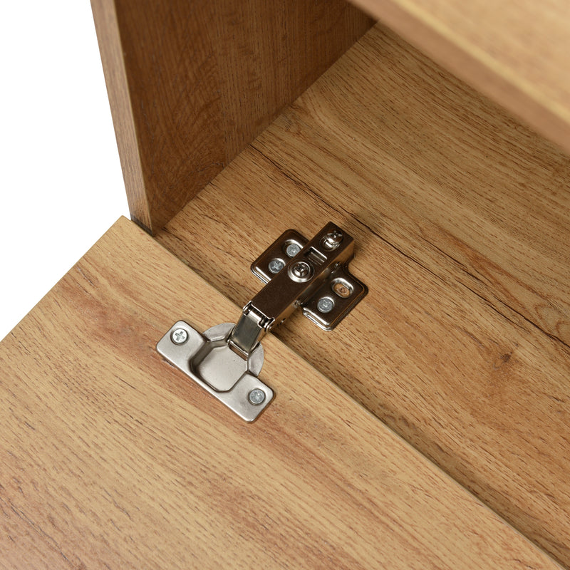 Meuble TV Moderne avec Rangement Intégré - Effet Bois Naturel et Noir MODAI