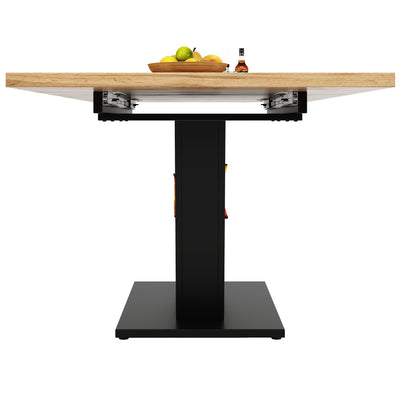 Table de Salle à Manger Extensible en MDF Effet Bois et Métal Noir – Design Moderne (118-157cm) MURLID