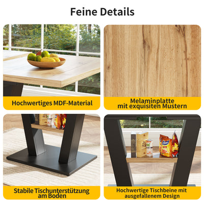 Table de Salle à Manger Extensible en MDF Effet Bois et Métal Noir – Design Moderne (118-157cm) MURLID