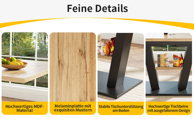 Table de Salle à Manger Extensible en MDF Effet Bois et Métal Noir – Design Moderne (118-157cm) MURLID
