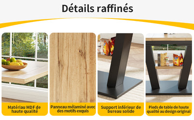 Table de Salle à Manger Extensible en MDF Effet Bois et Métal Noir – Design Moderne (118-157cm) MURLID