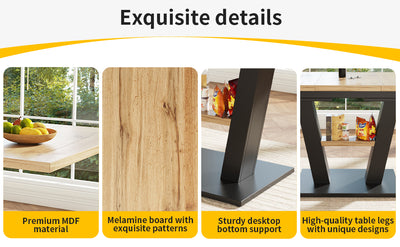 Table de Salle à Manger Extensible en MDF Effet Bois et Métal Noir – Design Moderne (118-157cm) MURLID