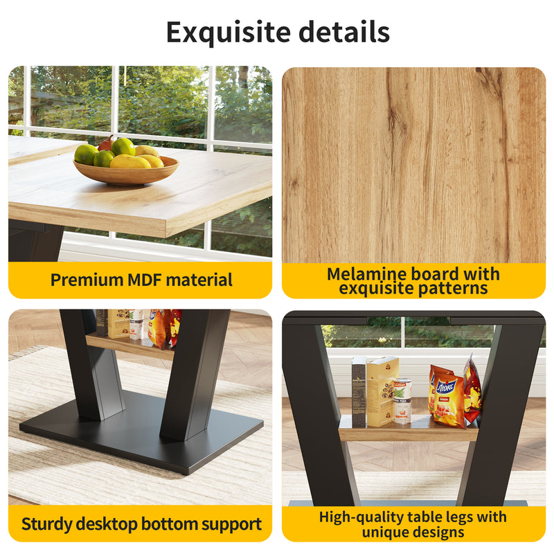 Table de Salle à Manger Extensible en MDF Effet Bois et Métal Noir – Design Moderne (118-157cm) MURLID
