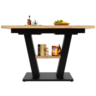 Table de Salle à Manger Extensible en MDF Effet Bois et Métal Noir – Design Moderne (118-157cm) MURLID