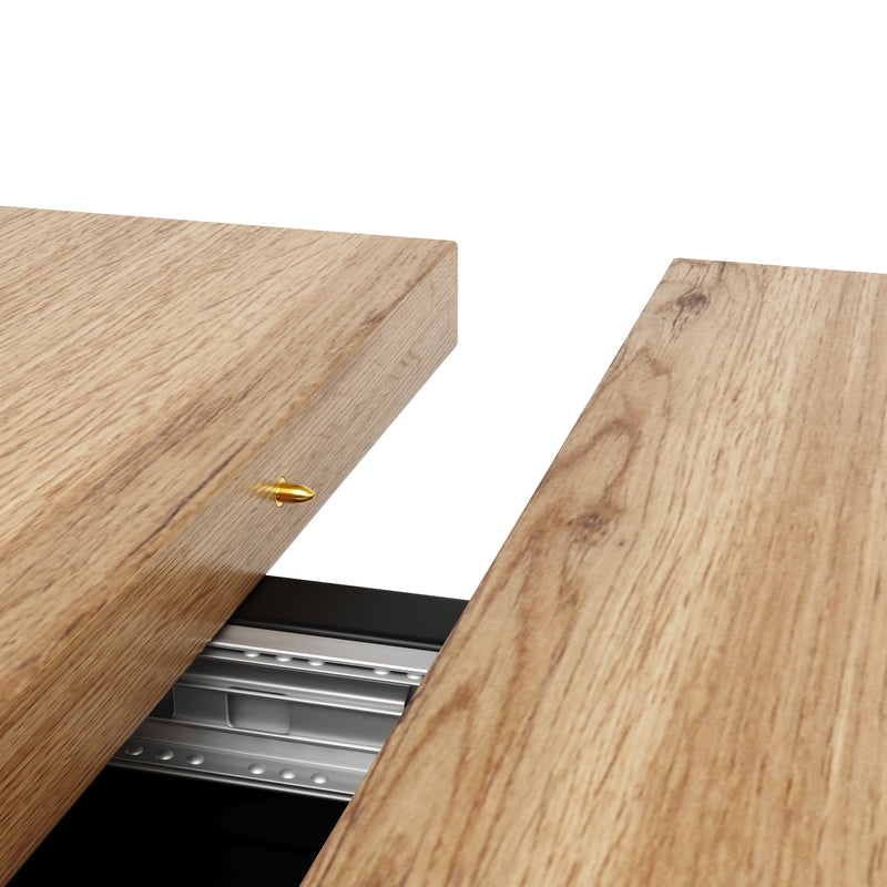 Table de Salle à Manger Extensible en MDF Effet Bois et Métal Noir – Design Moderne (118-157cm) MURLID