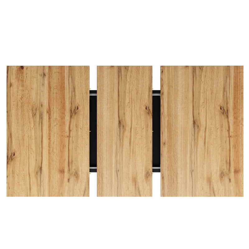 Table de Salle à Manger Extensible en MDF Effet Bois et Métal Noir – Design Moderne (118-157cm) MURLID