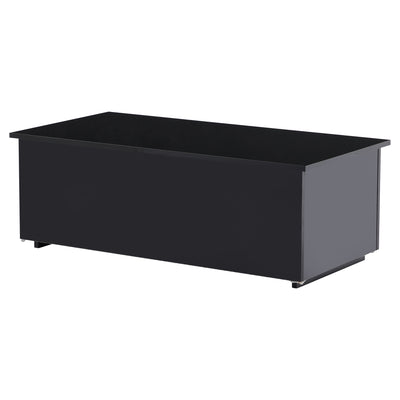 Table Basse Relevable Hydraulique Noire Laquée avec LED RGB, Rangement Caché et Ports USB (100x50x35-60cm) OKRUITS BLACK