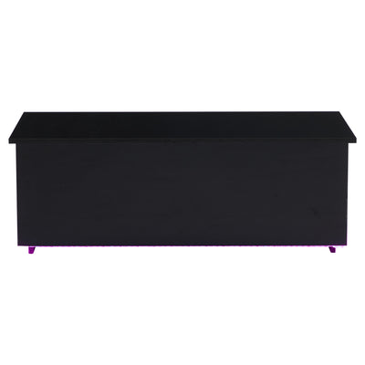 Table Basse Relevable Hydraulique Noire Laquée avec LED RGB, Rangement Caché et Ports USB (100x50x35-60cm) OKRUITS BLACK