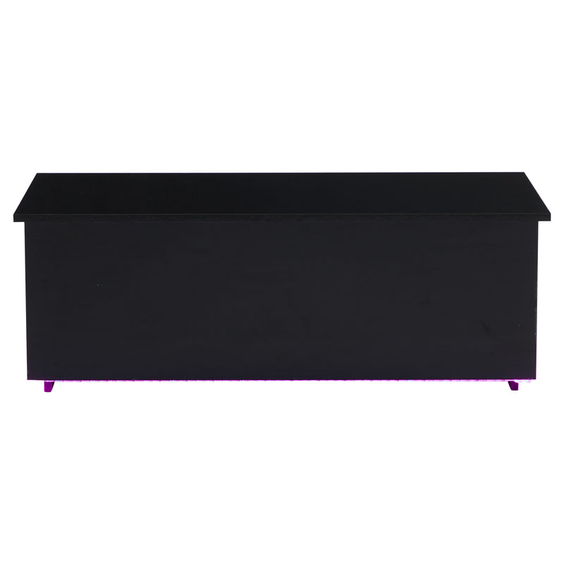 Table Basse Relevable Hydraulique Noire Laquée avec LED RGB, Rangement Caché et Ports USB (100x50x35-60cm) OKRUITS BLACK