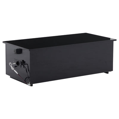 Table Basse Relevable Hydraulique Noire Laquée avec LED RGB, Rangement Caché et Ports USB (100x50x35-60cm) OKRUITS BLACK